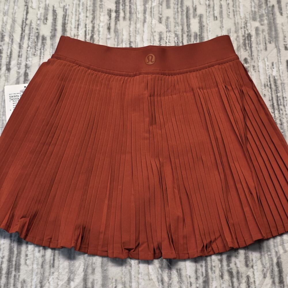 Lululemon Varsity High-Rise Pleated Tennis Skirt Orange ATRU Sz 2 $88 - Picture 5 of 12